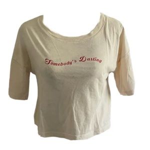 MATE The Label Somebody’s Darling T-shirt Tee Womens Size XS Bone Cropped Boxy